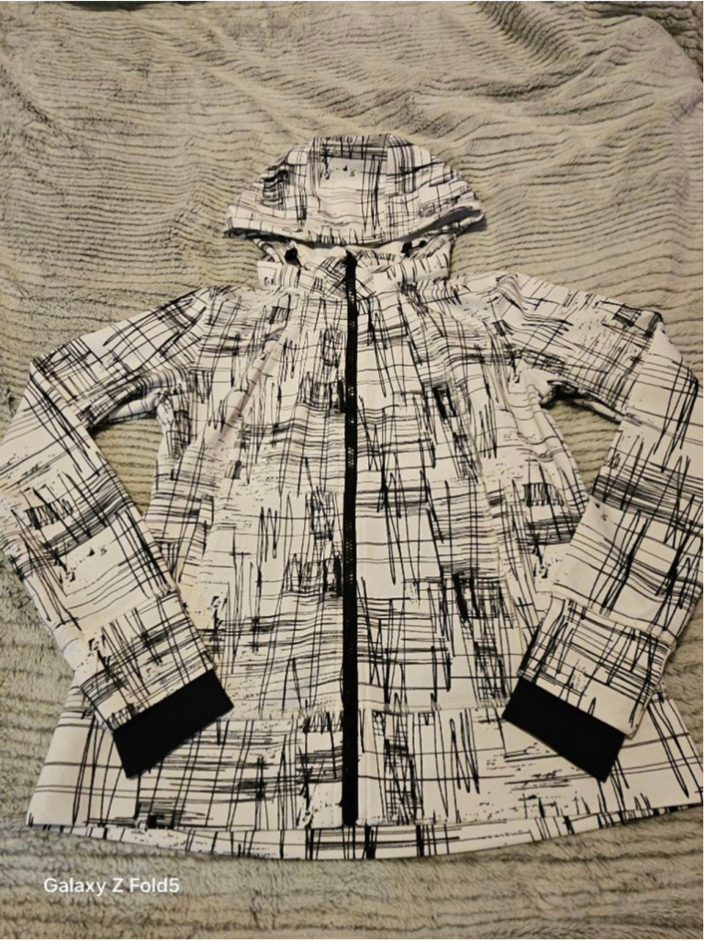 Women's Calvin Klein Performance S White Black Abstract Hooded Jacket